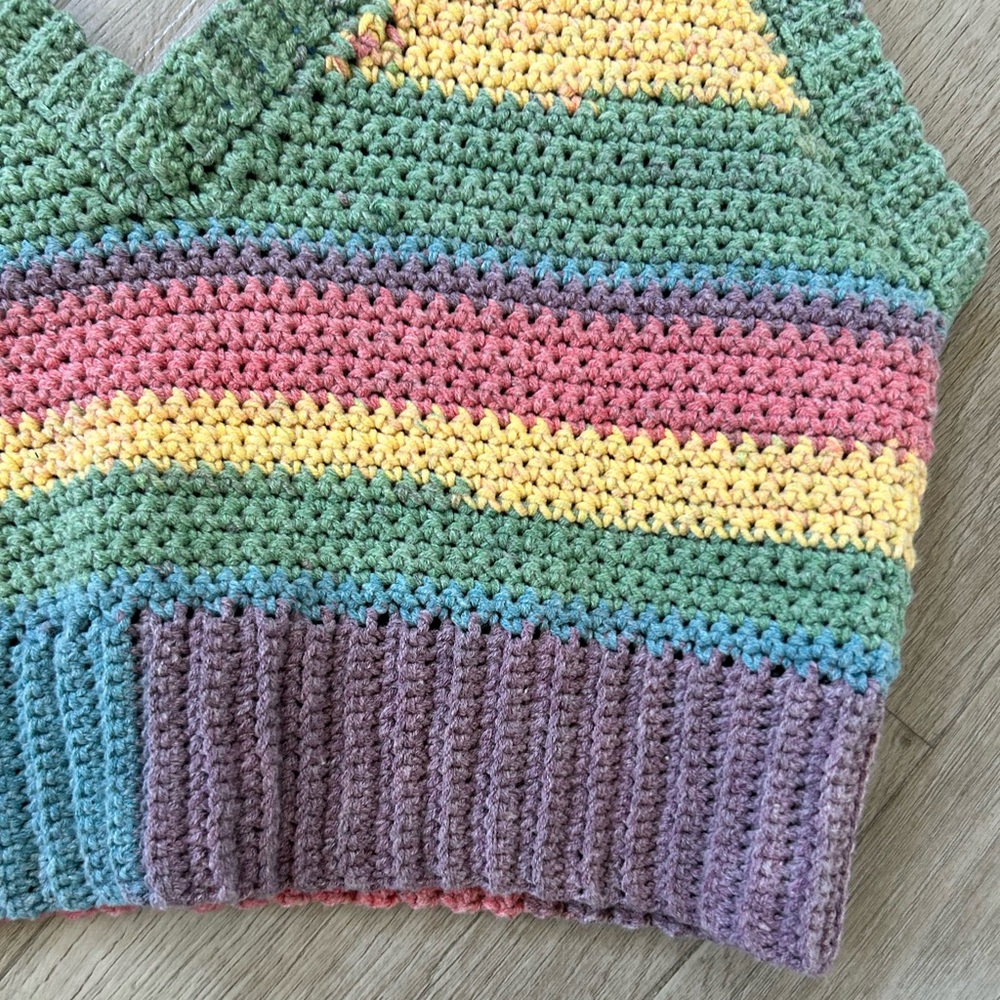 Hand Crocheted Custom Seamless Rainbow Cropped Tank Top - Picture 4 of 10